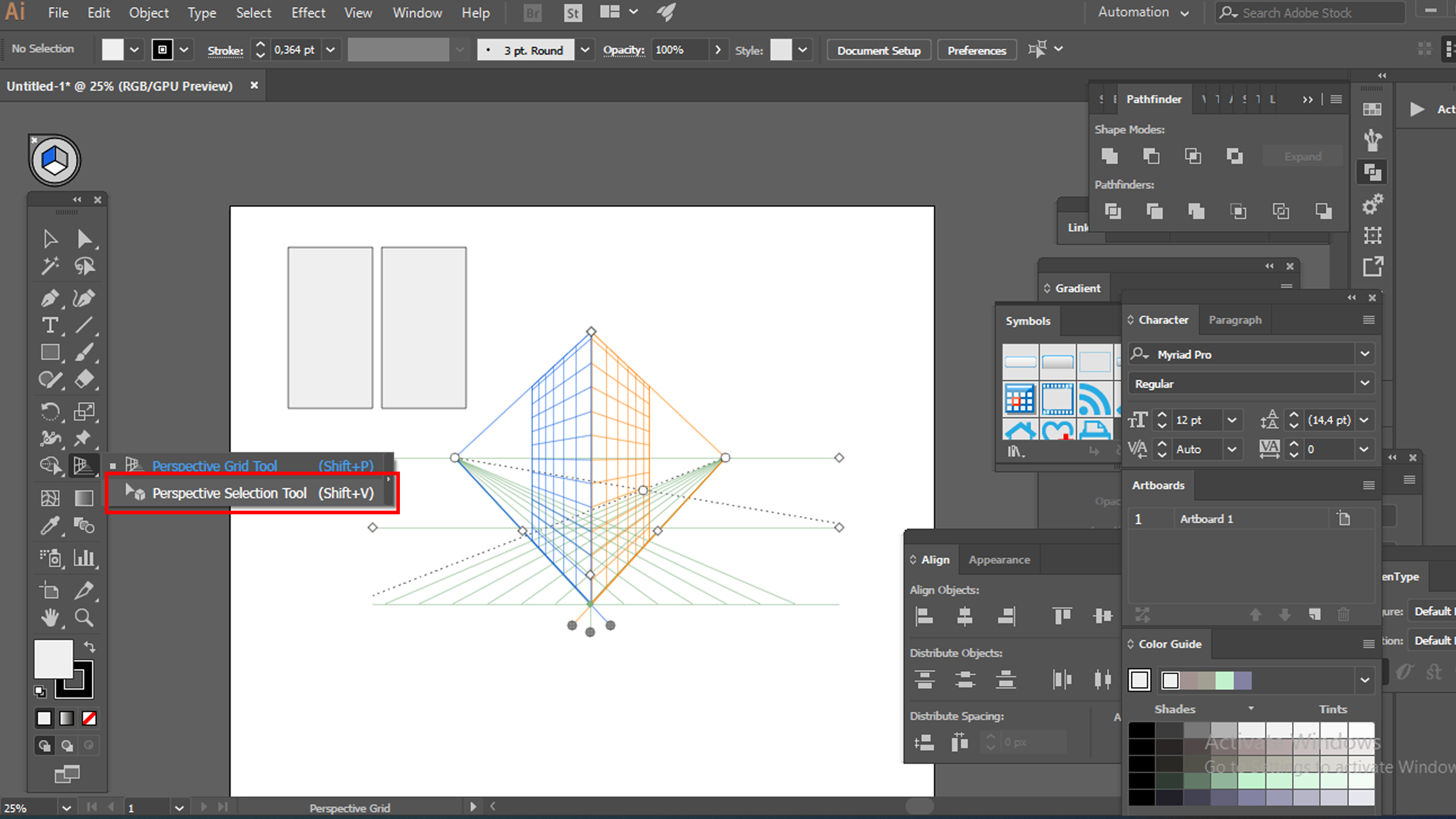 Как убрать сетку перспективы в adobe illustrator