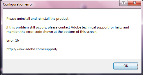 Adobe Photoshop ошибка (Error 16)