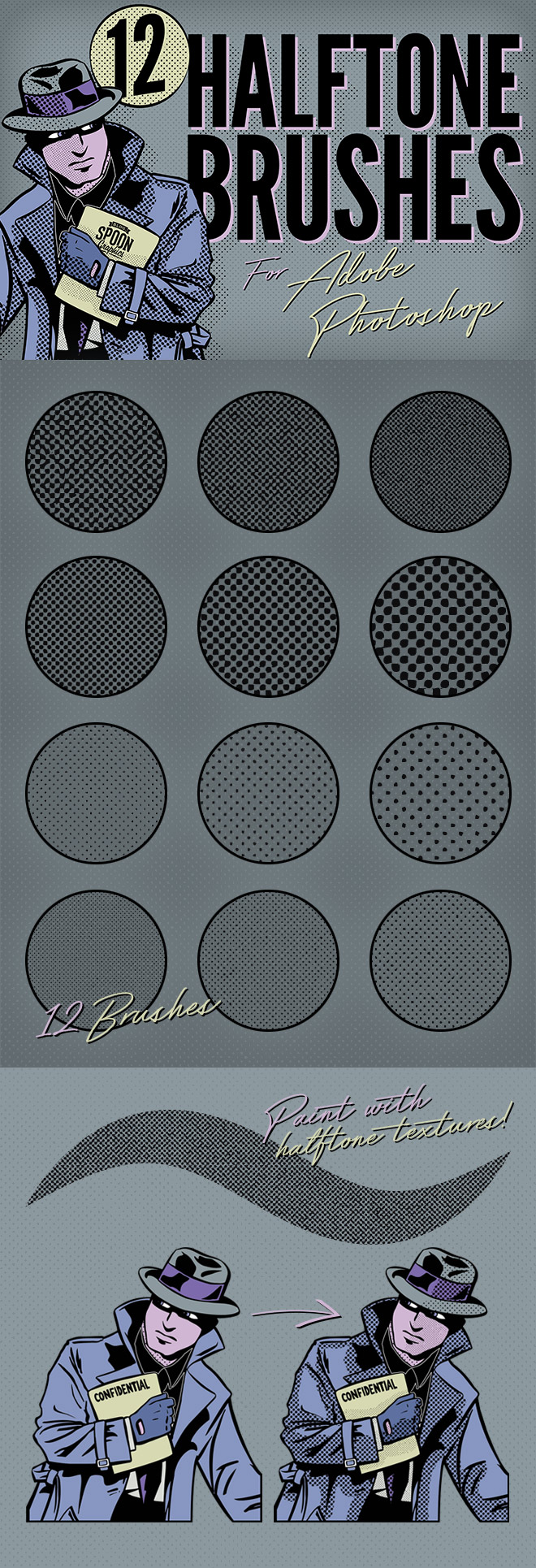 12 Free Halftone Texture Brushes for Adobe Photoshop