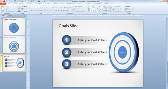 Concentric circles in PowerPoint presentation template