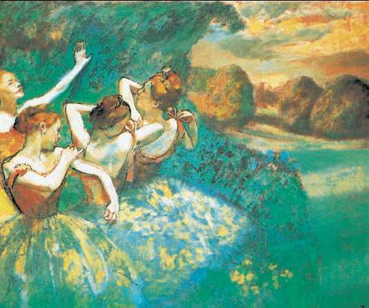 Э. Дега. «Четыре танцовщицы перед выходом на сцену». Пастель, гуашь. 1877—79 гг.
