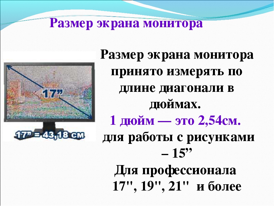 Размер растрового изображения единицы измерения. Размер экрана монитора. Ширина монитора. Размеры мониторов. Размер монитора единица измерения.