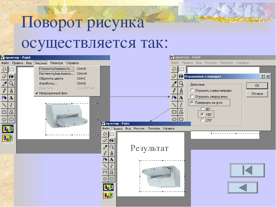 Как повернуть картинку в презентации