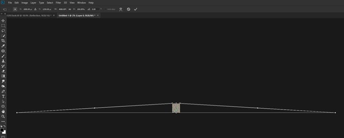 Screenshot of how to create a reflection in Photoshop - stretching the perspective