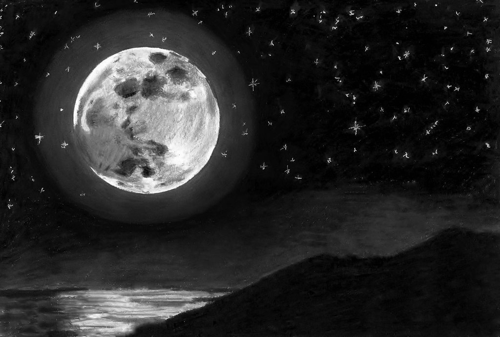 как нарисовать ночное небо гуашью