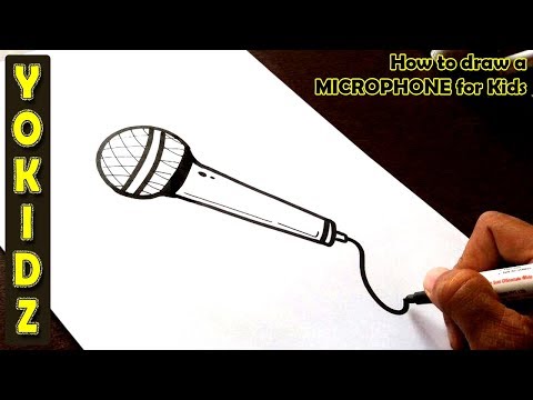 How to draw a MICROPHONE for kids