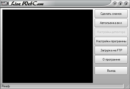 Главное окно LiveWebCam в программах для записи с вебки