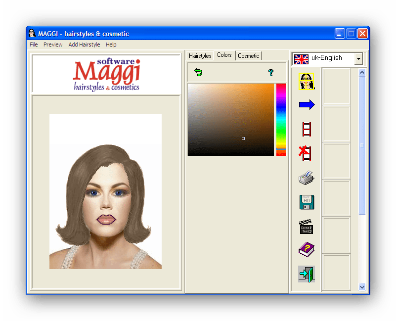 Окно подбора цвета волос в Maggi