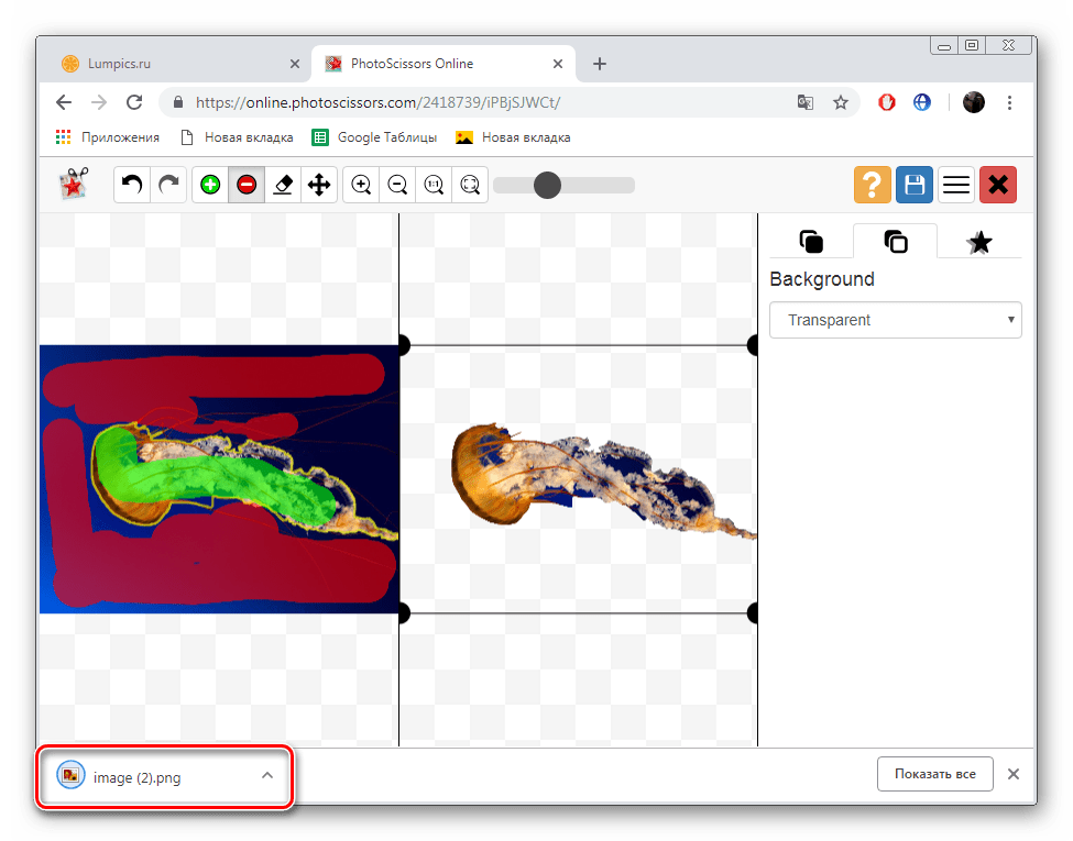 Открыть изображение на сайте PhotoScissors