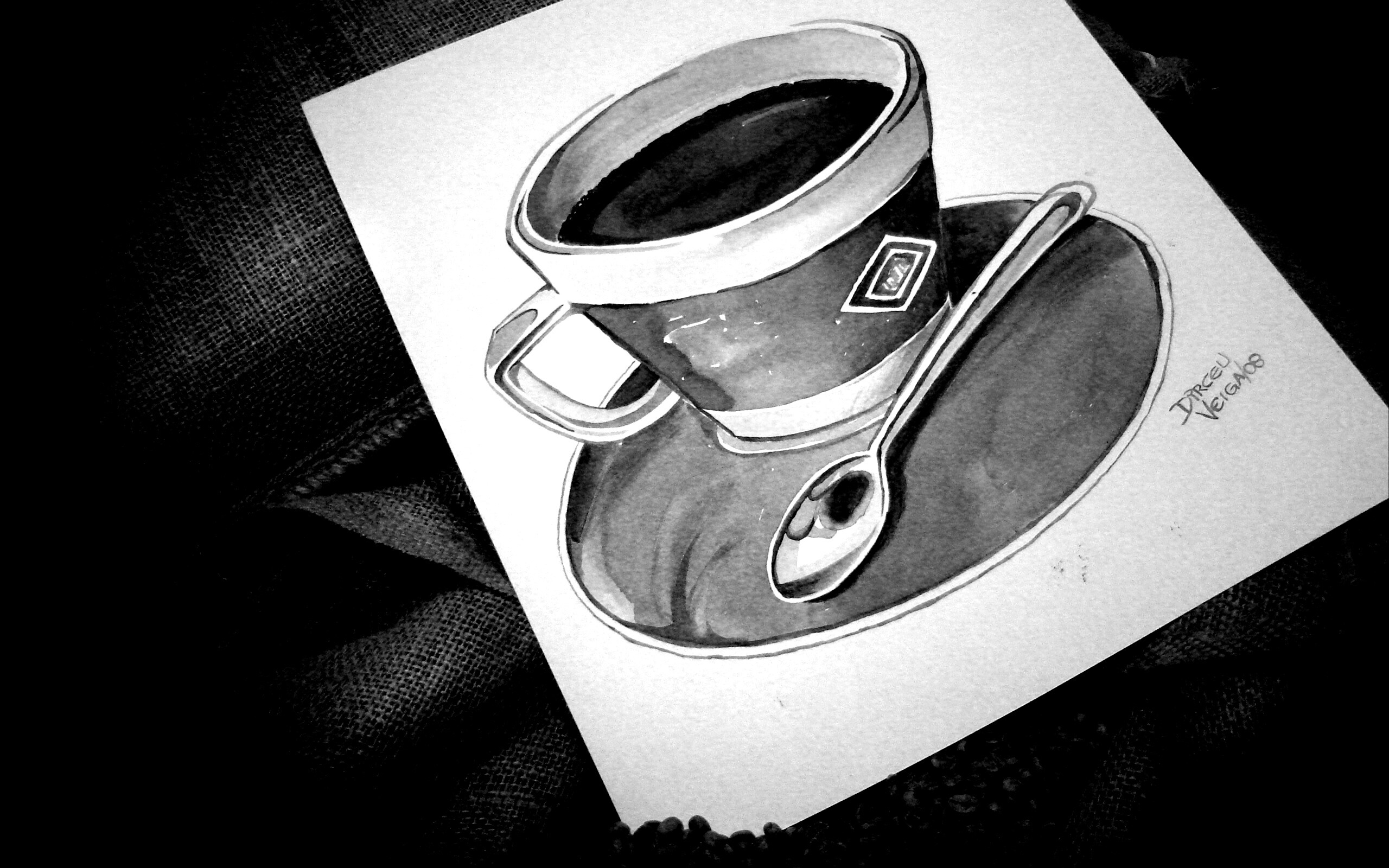 Рисунки гелевой ручкой чашка кофе