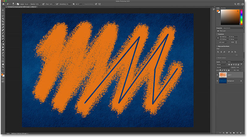 The problem with erasing a brush stroke using the Eraser Tool in Photoshop
