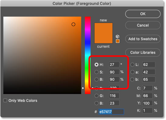 Choosing a brush color from Photoshop