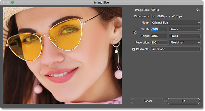 The Image Size dialog box in Photoshop CC