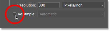 Turning the Resample option off in the Image Size dialog box