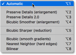 The image interpolation methods in Photoshop