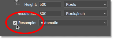 The Resample option in Photoshop