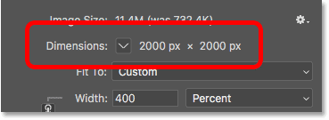 The new pixel dimensions after upsampling the artwork in Photoshop