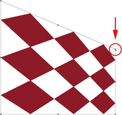 Skewing the image with Free Transform by dragging a corner handle. 