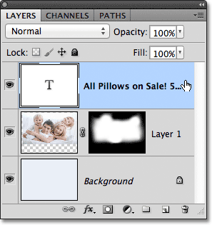 The Type layer is selected in the Layers panel. 