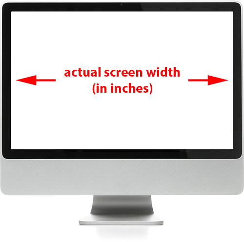 Measuring the actual width of the computer screen. Image licensed from Shutterstock by Photoshop Essentials.com