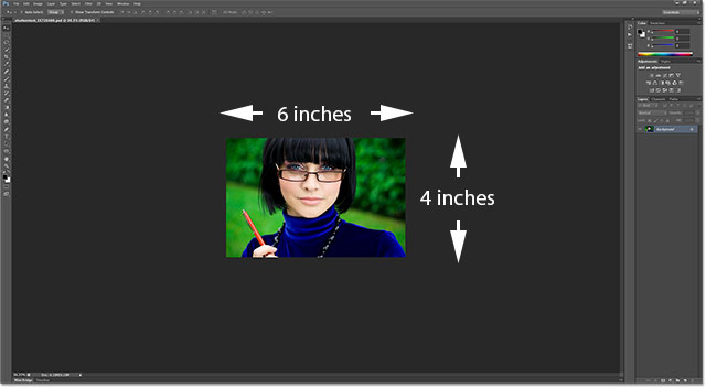 The Print Size view mode now works in Photoshop. Image © 2013 Photoshop Essentials.com