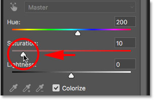 Lowering the saturation of the new eye color