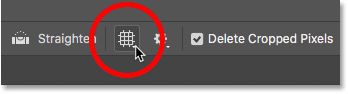 Clicking the Overlay icon in the Options Bar in Photoshop