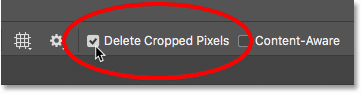The Delete Cropped Pixels option in Photoshop