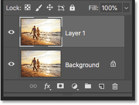 Photoshop Layers panel showing the copy of the image above the Background layer