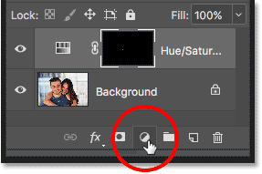 Clicking the New Fill or Adjustment Layer icon in the Layers panel.