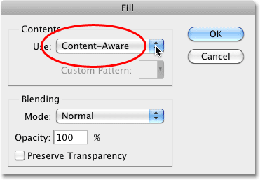 The Content-Aware Fill option in Photoshop CS5. Image © 2010 Photoshop Essentials.com