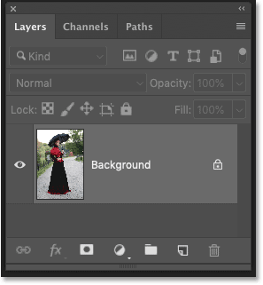 The Layers panel in Photoshop CC showing the original photo on the Background layer