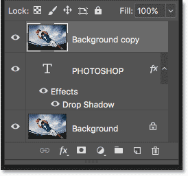 The Background copy layer has been moved above the Type layer