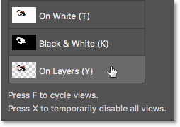 Changing the View Mode in Select and Mask in Photoshop