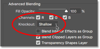 Knockout option in Photoshop Advanced Blending options