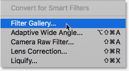 Opening the Filter Gallery in Photoshop