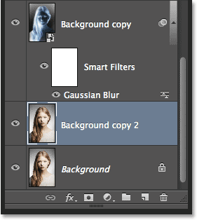 The Layers panel showing the new Background copy 2 layer.