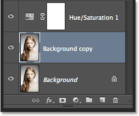 The Layers panel showing the Background copy layer.