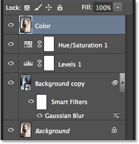 The Color layer now sits at the top of the layer stack.