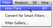 Re-applying the Lens Flare filter.