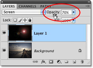 Lowering the opacity of the lens flare.