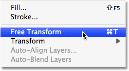 Selecting the Free Transform command in Photoshop. Image © 2008 Photoshop Essentials.com.