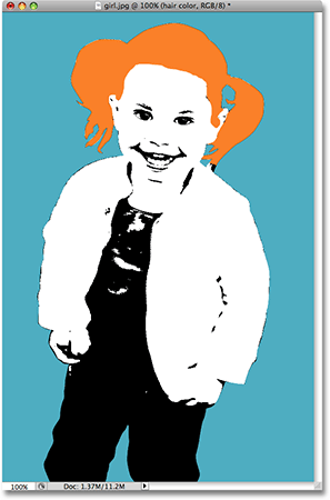 The hair is now filled with orange. Image © 2008 Photoshop Essentials.com