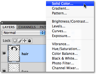 Select Solid Color. Image © 2008 Photoshop Essentials.com