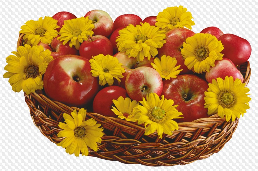 165 PNG, Осенний букет: цветы, фрукты и ягоды на прозрачном фоне