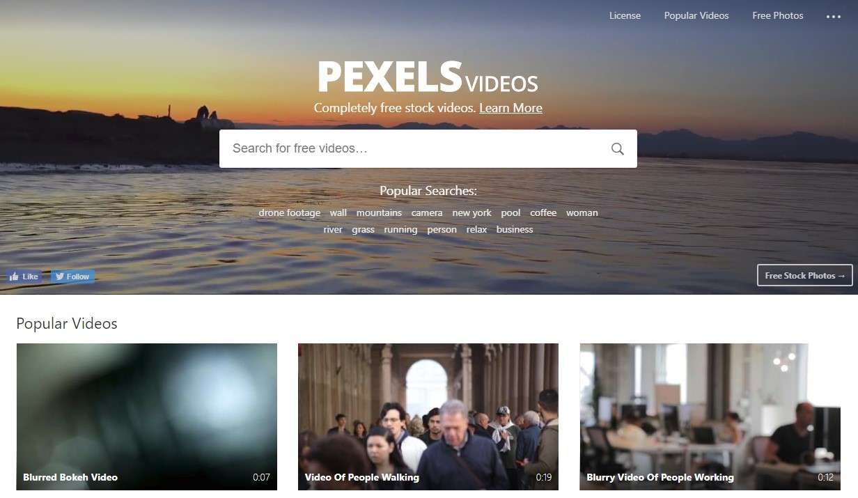 PEXELS VIDEOS - сервис с бесплатными видеофутажами