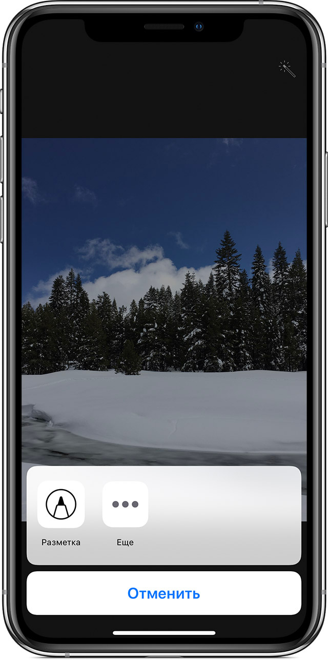iPhone с изображением кнопки «Еще» для доступа к расширениям сторонних разработчиков