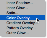 Добавляем стиль слоя Наложение цвета (Color Overlay) .