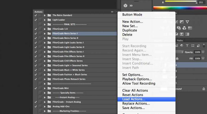 как установить экшен в фотошоп