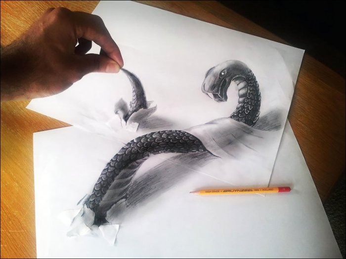 Невероятные 3D рисунки карандашом (32 фото)